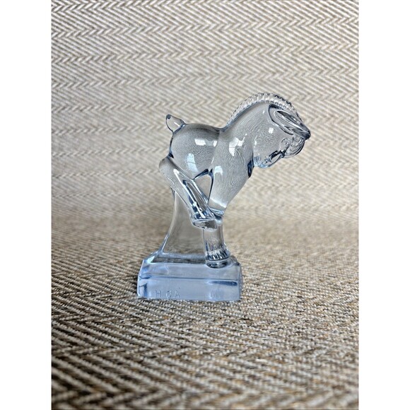 Longaberger 1999 Willow Blue Glass HorseHeisey by Mosser Kicking Colt